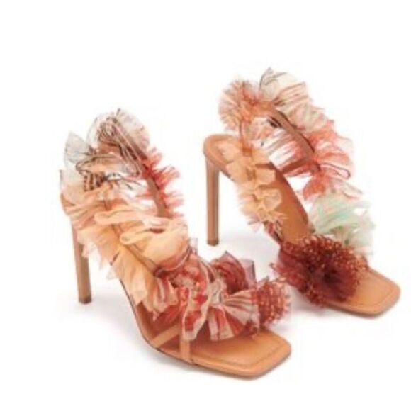 Ulla Johnson Shoes - Ulla Johnson Doria Ruffle Silk Sandals NWOB Size 38 1/2